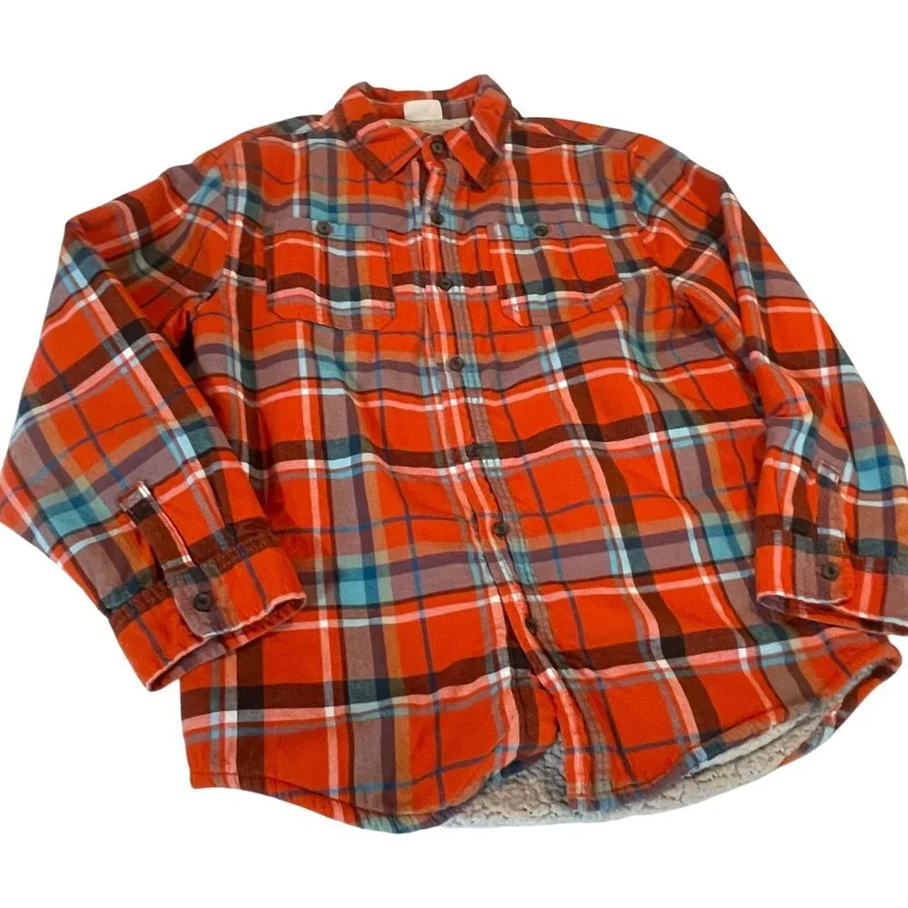 Crazy 8 Boys Plaid Faux Sherpa Fur Lined Shirt Jacket XL (14) - Picture 1 of 12